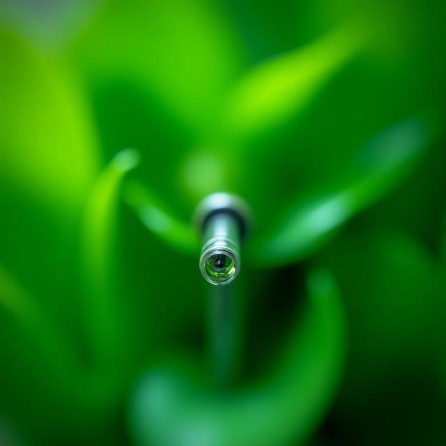 Close up of automated irrigation nozzles hidden behind green leaves